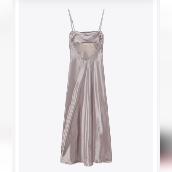 Zara *  Satin Cut Out Slip Midi Dress Size M - Picture 7 of 15
